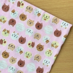 50*50【Wガーゼ】Meow Cat Friend ／ピンク《 生地  ダブルガーゼ ガーゼ コットン綿 ねこ ネコ 猫 にゃんこ 》
