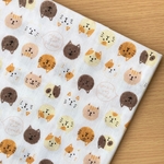 50*50【Wガーゼ】Meow Cat Friend ／ホワイト《 生地  ダブルガーゼ ガーゼ コットン綿 ねこ ネコ 猫 にゃんこ COTTONCANDY 》