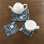 コーヒーとパン柄のコースター＆ポットマット
