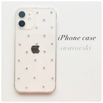 キラリと輝くスマホケース⭐︎..*スワロフスキー クリスタル シンプル ドット
