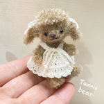ミニチュア モールアート ニットドレスのトイプーちゃん テディベア**Tamu bear 