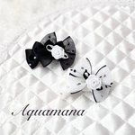 【 犬用🤍🖤バレッタ 】 おしゃれ　トップノットペット　子供　ヘアアクセサリー　リボン　バレッタ　♡AquaMana♡