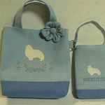 シェルティ　お散歩バッグ　刺繍　ミニバッグ　＆　スマホケース　Spring Linens　②
