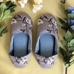 洗えるルームシューズ　ボタニカル刺繍　小花柄