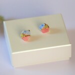 金継ぎｘ天然石ピアス イヤリング（シー陶器、インカローズ、ペリドット)
