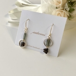 モスアクアマリン×スモーキークォーツ アシンメトリー ピアス イヤリング