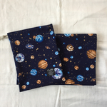 【再販】給食袋 40×60【宇宙柄 ベージュ】ランチョンマットセット  男の子 入園 入学 