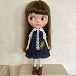 blythe outfit ミモザ刺繍ワンピース(ネイビー)