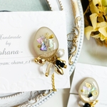 ころんと可愛いアイボリーのクレール♡ビジュー付きピアス/イヤリング