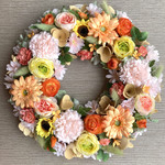 受注制作【特集掲載】お花たっぷりのサマーリース　３３cm og