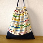 【NEW】新幹線と電車とデニムの体操服袋M　35×30センチ