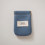【SALE】イタリアンレザーのバネ口ミニポーチ <blue fairy>