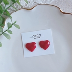 【再販】シンプルハートレッド♡ピアス/イヤリング/サージカルステンレス nonoacs
