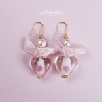 ローズハートビーズピアス/イヤリング R585
