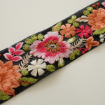 【50㎝カット済み】カラーチュール刺繍リボン   【ブラック】