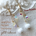 🆕🇷🇺ロシア発大人可愛い✨白花ランプワークビーズピアス