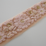 【1m】チュール刺繍リボン   【ピンク】