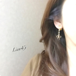 再販★軽量☆リボン☆★☆ワイヤーノンホールピアス イヤリング パールチェーン 長さ調整 プレゼントにも