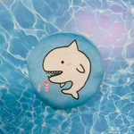 【ホオジロさんと仲間達】ふわふわポーチ　ブルー×ピンク