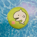 【ホオジロさんと仲間達】ふわふわポーチ　黄緑×ピンク