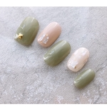 ＊再販40＊  人気♡ ネイルチップ  くすみグリーン/くすみカラー/シェルネイル/シンプルネイル