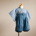 hakama ヒッコリーｘデニム(辛子)ブルー セパレート 80cm｜kimono