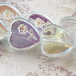 【16㍉ 4個】ローズハート♡ aurora clear ♡チェコビーズ♡オーロラ♡AB♡透明♡クリア♡薔薇