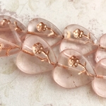 【16㍉ 4個】ローズハート♡ clear pink & pink gold ♡チェコビーズ♡ピンク♡クリア♡薔薇