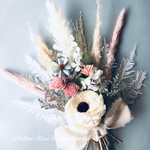 再販×9🍀ミモザ追加オプション有り🌼母にもブーケを💐パンパスグラスとシャクヤクブーケ　ウェディングブーケ　ドライフラワースワッグ　プリザーブドフラワーブーケ　前撮りブーケ　