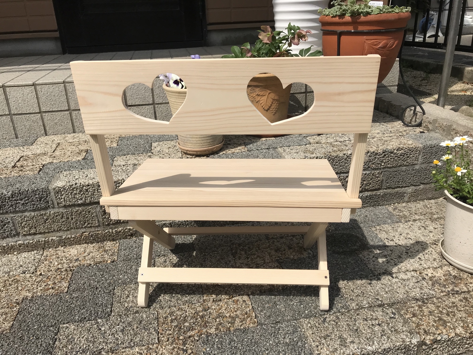 ペット・人形　撮影用折りたたみ木製ベンチ 幅広折りたたみベンチ＞ 木製雑貨 ペット 撮影用 ガーデニング