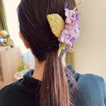 送料無料❣️ライラックの立体刺繍　髪留め　コサージュ
