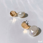 淡水パールステンレスピアス[ラウンド&ゴールドカラー]