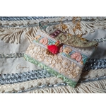 jewel porch～ 2way インド刺繍リボンの蓋付きポーチ  パステルミックス