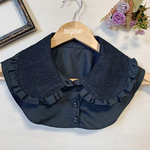 フリル丸つけ襟 ブラック