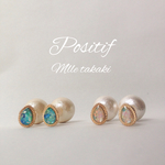 オパールとコットンパールの2faceノンホールピアス mermaid