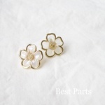 4pcs フラワーピアス オーロラ ゴールド