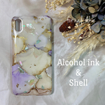 【sukaries様オーダー品】アルコールインクアート　シェル　レジン　スマホケース