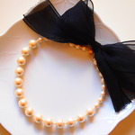 cotton pearl Ribbon ネックレス