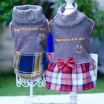 タートルネックスマイルチェック 犬服ハンドメイド わんこ服 ドッグウェア DOGWEAR オーダーメイド Reoche ru Sakura