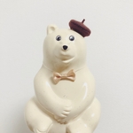 【しろくま貯金箱】ベレー帽、リボン
