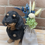 [再販] ミニチュアダックスフンド　プリザーブドフラワーセット　スワッグ　犬　インテリア　ドライフラワー