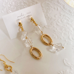 ✧*氷×ゴールドのアシメピアス/イヤリング