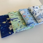 【受注製作＊送料無料】ハンドメイド ガーゼハンカチ 16×16 海の仲間たち サメ 4枚セット