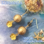 LUNASALAクリスタルヒーリングピアス　(イヤリング変更可)【Chocolate bon bon】天然石　スモーキークォーツ　ゴールドルチルクォーツ　コットンパール