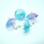 【材料】4個セット 可愛い傘チャーム　ブルー＆パープル【素材】