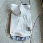 犬服！デニムチェック柄重ね着