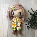 着せ替え〈2点セット〉ෆ̈ ハッピードール　イーマリー　(くるみパッチンピン・サロペット)英字柄　くるみ　パッチンピン