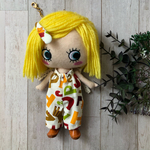 着せ替え〈2点セット〉ෆ̈ ハッピードール　イーマリー　(くるみパッチンピン・サロペット)英字柄　くるみ　パッチンピン