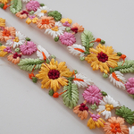 【1mカット済み】チュール刺繍リボン   【sunflower】