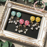 かすみ草と小枝パールのパステルピアス ピアス イヤリング 春 かすみ草 ドライフラワー レジンアクセサリー 小枝パール パステル 可愛い